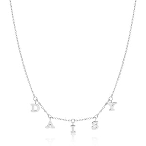 Mini Hanging Letter Name Necklace (Silver)