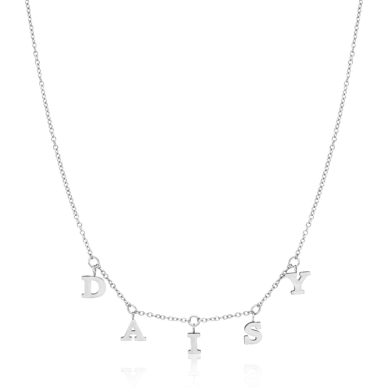 Mini Hanging Letter Name Necklace (Silver)