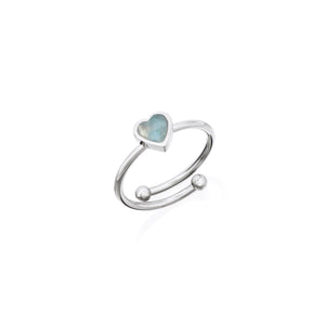 Blue Heart Ring (Silver)