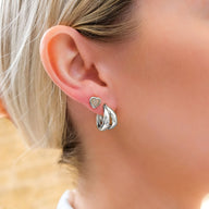 Mini Heart Birthstone Stud Earrings (Silver)