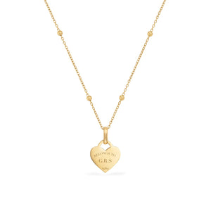 Mini Heart Token Necklace (Gold) (Birthstone Copy)