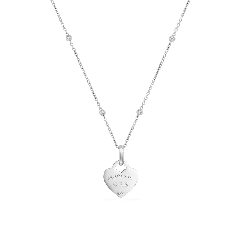 Mini Heart Token Necklace (Silver) - old
