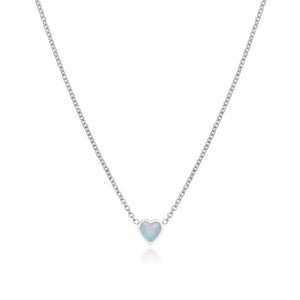 Blue Heart Necklace (Silver)