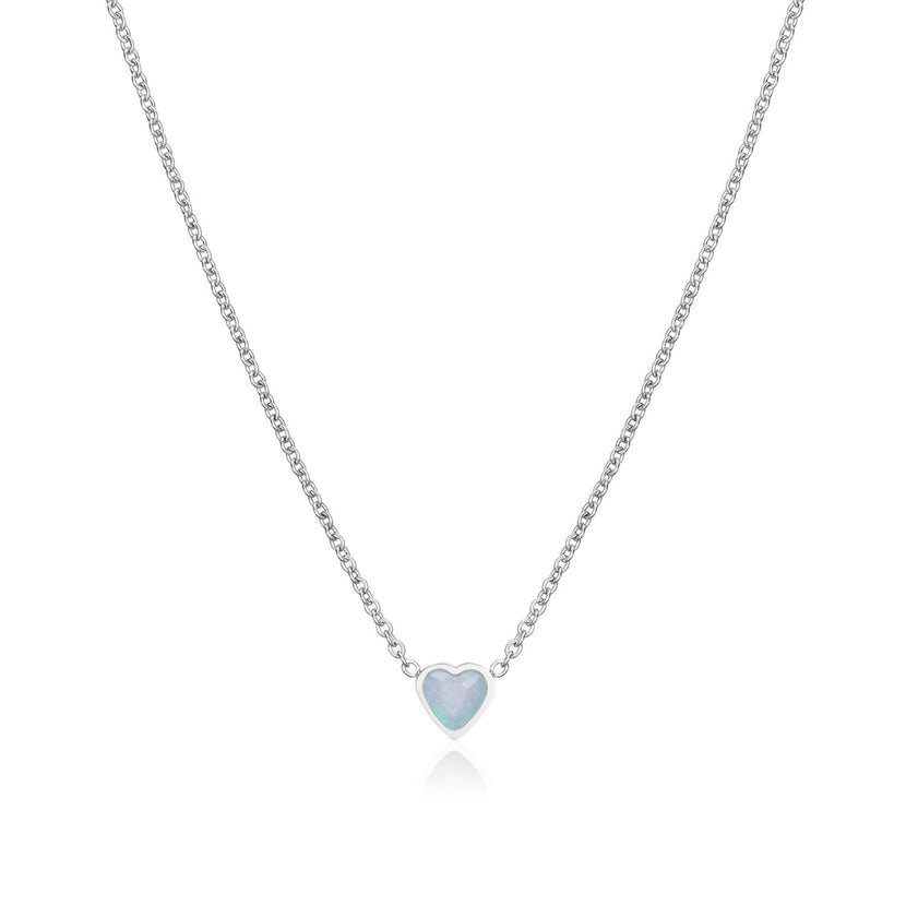 Blue Heart Necklace (Silver)