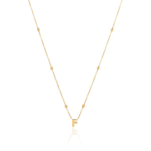 Mini Letter Sphere Chain Necklace (Gold)