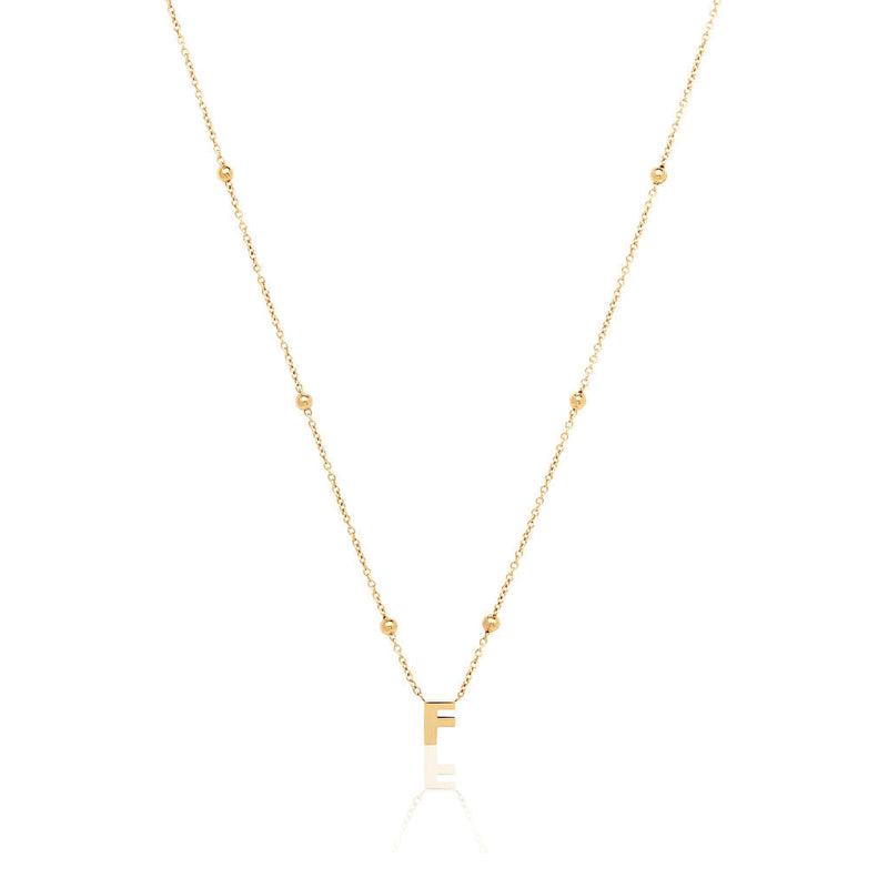Mini Letter Sphere Chain Necklace (Gold)