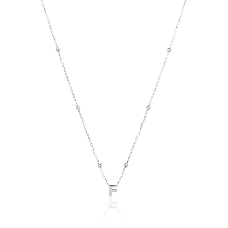 Mini Letter Sphere Chain Necklace (Silver)