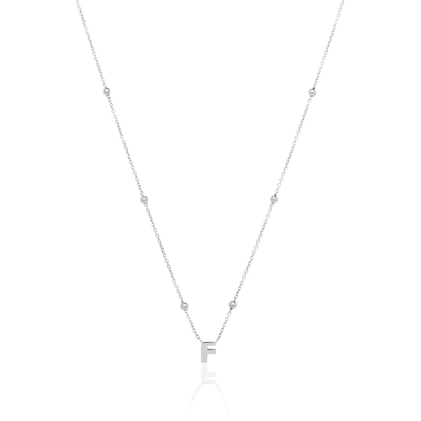 Mini Letter Sphere Chain Necklace (Silver)