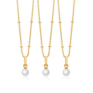 Mini Pearl Necklace Bridesmaids Gift Set (Gold)