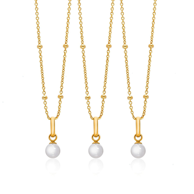 Mini Pearl Necklace Bridesmaids Gift Set (Gold)