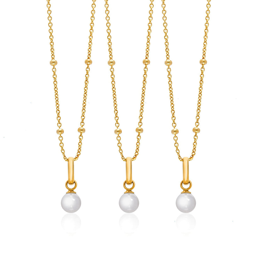 Mini Pearl Necklace Bridesmaids Gift Set (Gold)