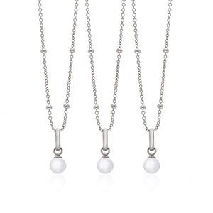 Mini Pearl Necklace Bridesmaids Gift Set (Silver)