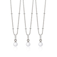 Mini Pearl Necklace Bridesmaids Gift Set (Silver)