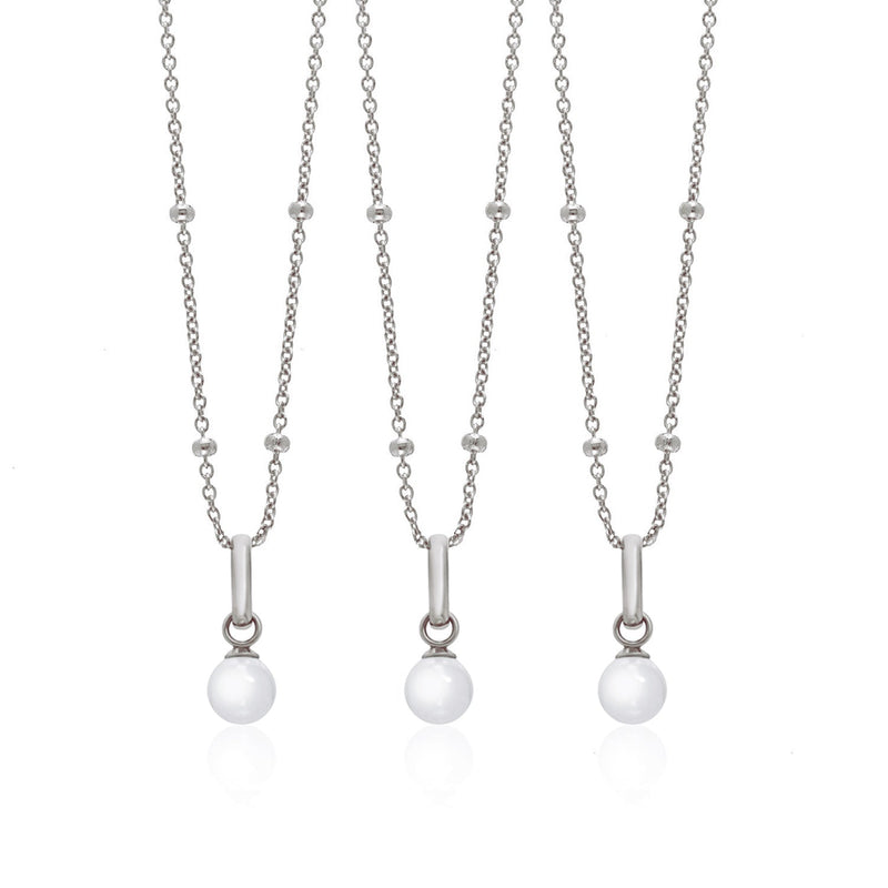 Mini Pearl Necklace Bridesmaids Gift Set (Silver)