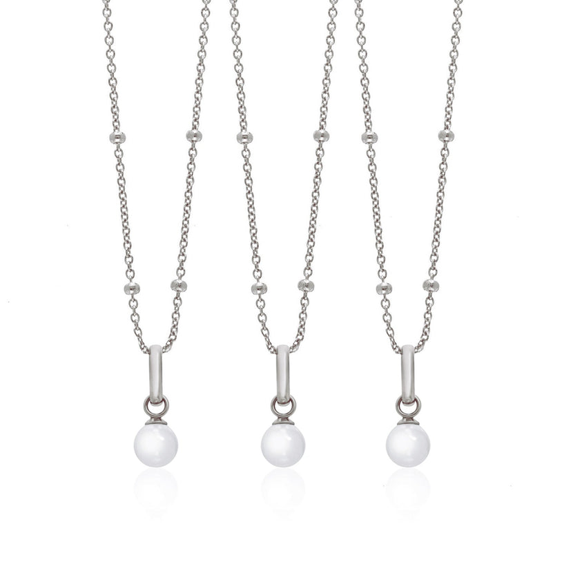 Mini Pearl Necklace Bridesmaids Gift Set (Silver)