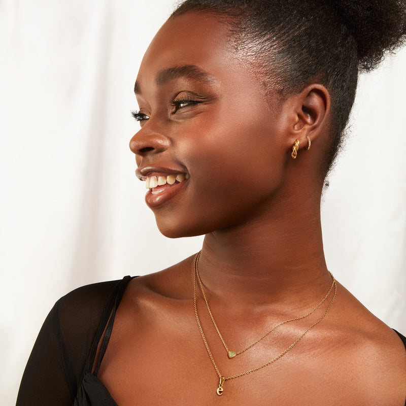 Mini Heart Birthstone Necklace (Gold)