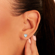 Blue Heart Stud Earrings (Silver)