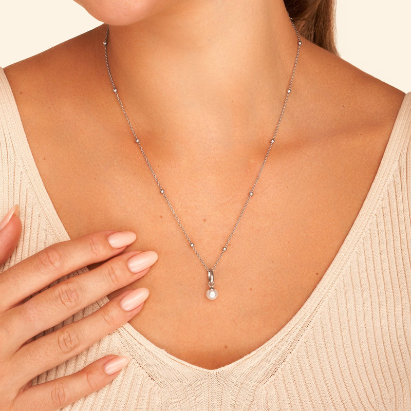 Mini Pearl Necklace (Silver)