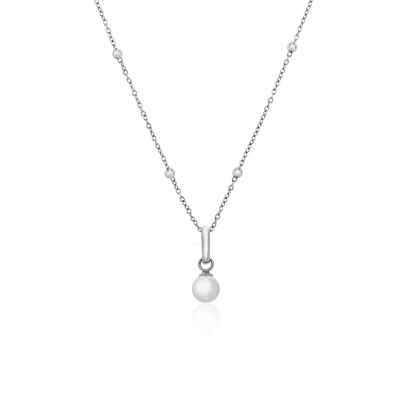 Mini Pearl Necklace (Silver)