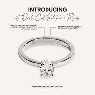 Oval Cut Solitaire Ring 1ct (Silver)