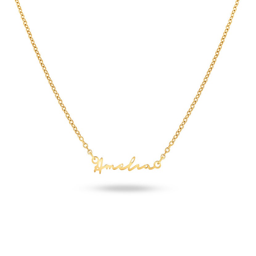 Fine Mini Signature Name Necklace (Gold)