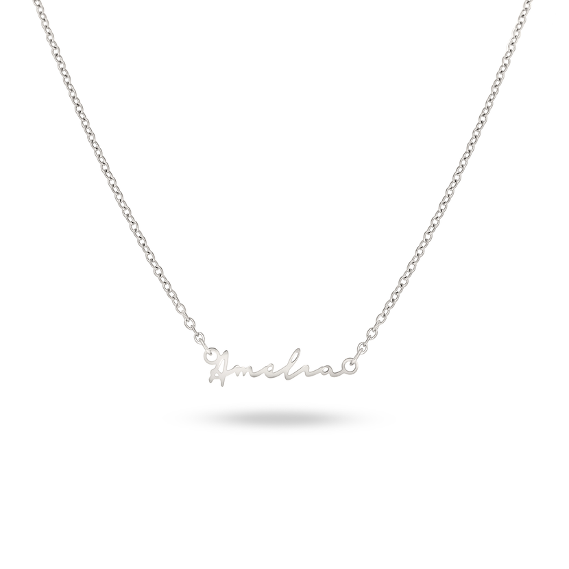Fine Mini Signature Name Necklace (Silver)