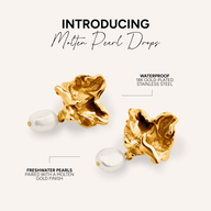 Molten Pearl Drop Earrings (Gold)