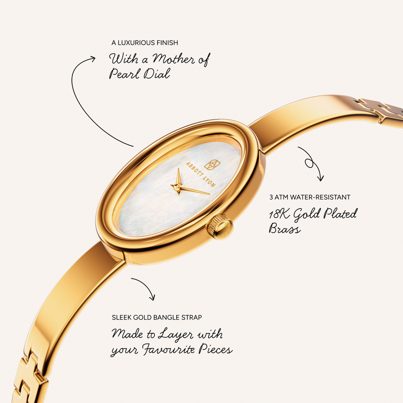 Monroe Bangle Watch & Crystal Bracelet Set (Gold)