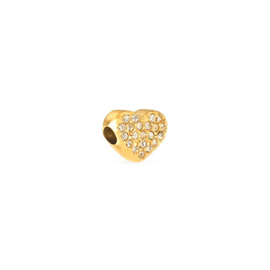 Moon and Back Pavé Heart Necklace Charm (Gold)