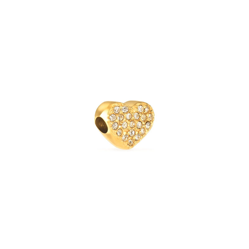 Moon and Back Pavé Heart Necklace Charm (Gold)