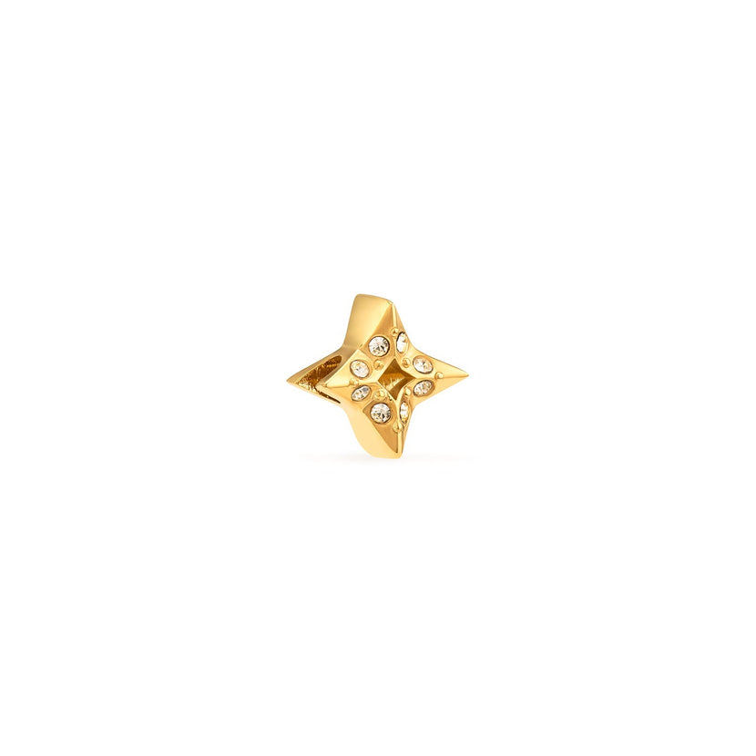 Moon and Back Star Bracelet Charm (Gold)