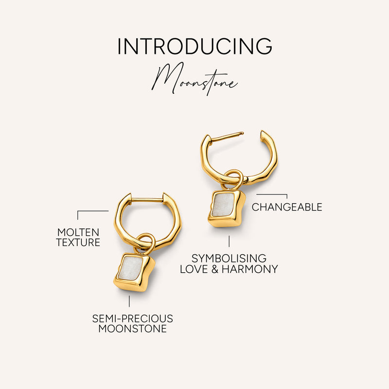 Molten Moonstone Huggie Earrings (Gold)