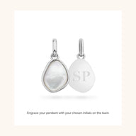 Molten Initial & Organic Stone Necklace (Silver)