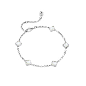 Mini Multi Pearl Clover Bracelet (Silver)