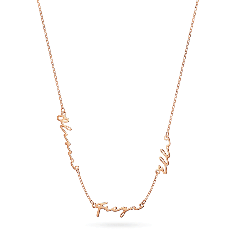 Multi Signature Name Necklace (Rose Gold)