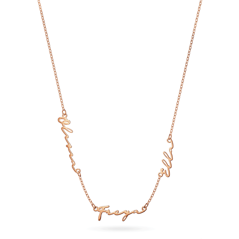 Multi Signature Name Necklace (Rose Gold)
