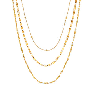 Multi-Chain Layered Necklace Set (Gold)