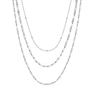 Multi-Chain Layered Necklace Set (Silver)