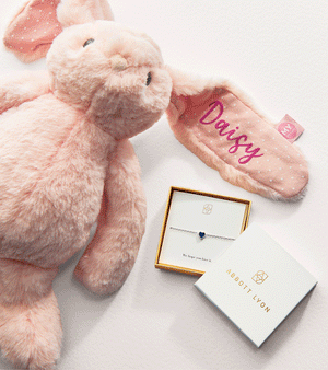 New Baby & Mum Gift Set - Mini Heart Birthstone Bracelet (Silver)