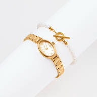 Oval & Pearl Watch Set (Gold)