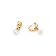 Pearl Drop Huggie Earring Bridesmaid Gift Set (Gold)