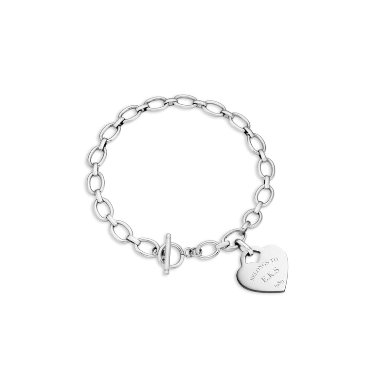 Heart Token Oval Bracelet (Silver) - old