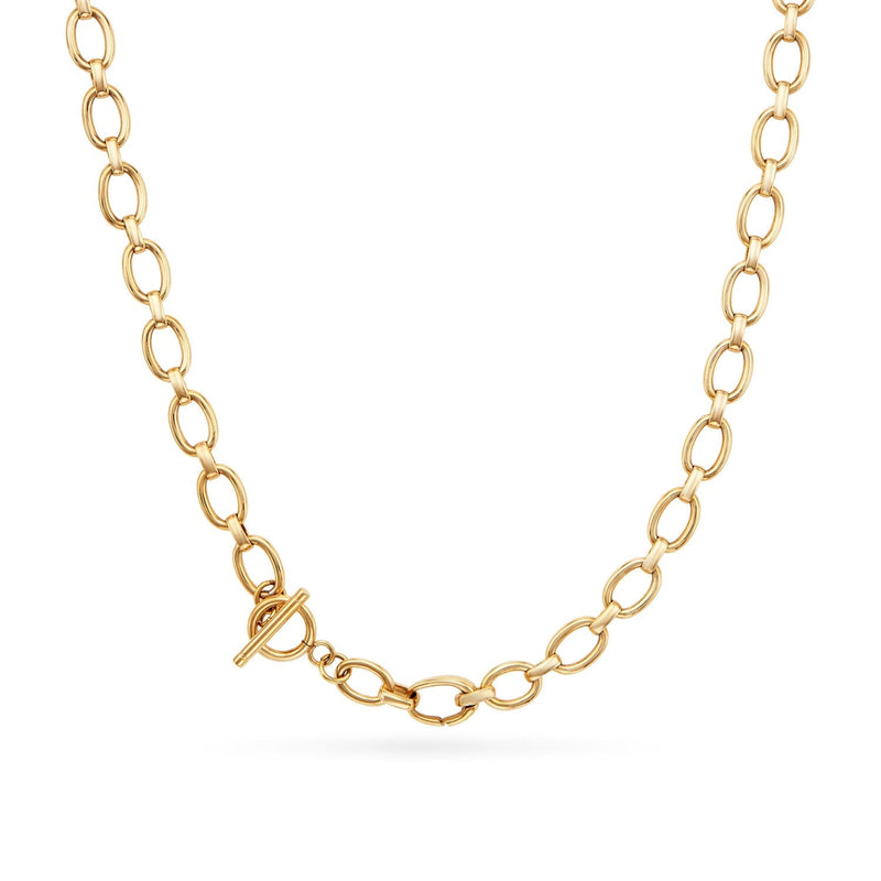 Oval Link Chain Necklace 16-18in (Gold)