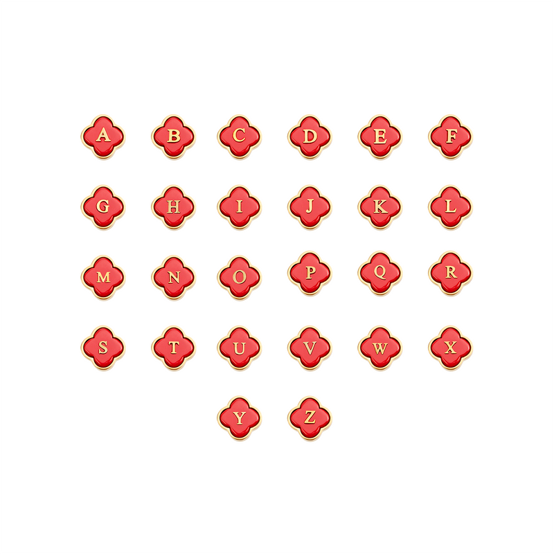 Red Clover Charms (Gold) - Initials