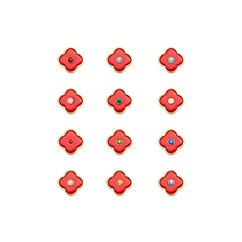 Red Clover Charms (Gold) - Birthstones