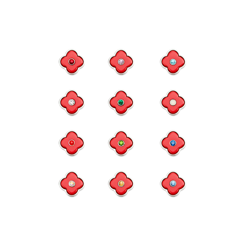 Red Clover Charms (Silver) - Birthstones