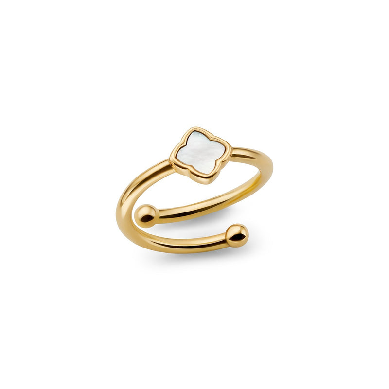 Mini Pearl Clover Ring (Gold)