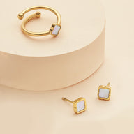 Mini Pearl Clover Ring & Earrings Bundle (Gold)