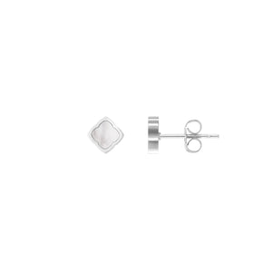 Mini Pearl Clover Stud Earrings (Silver)