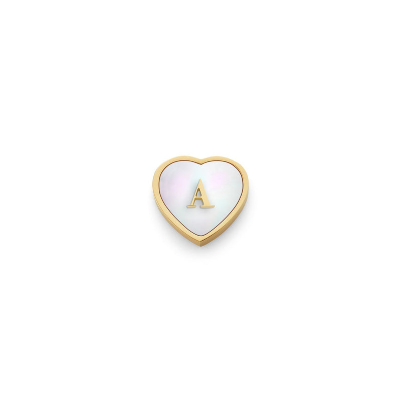 Pearl Heart Charms (Gold) - Initials